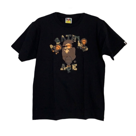 A Bathing Ape Bape Hidden Baby Milo Ape Head Camo Tee Shirt Black Brown2XL